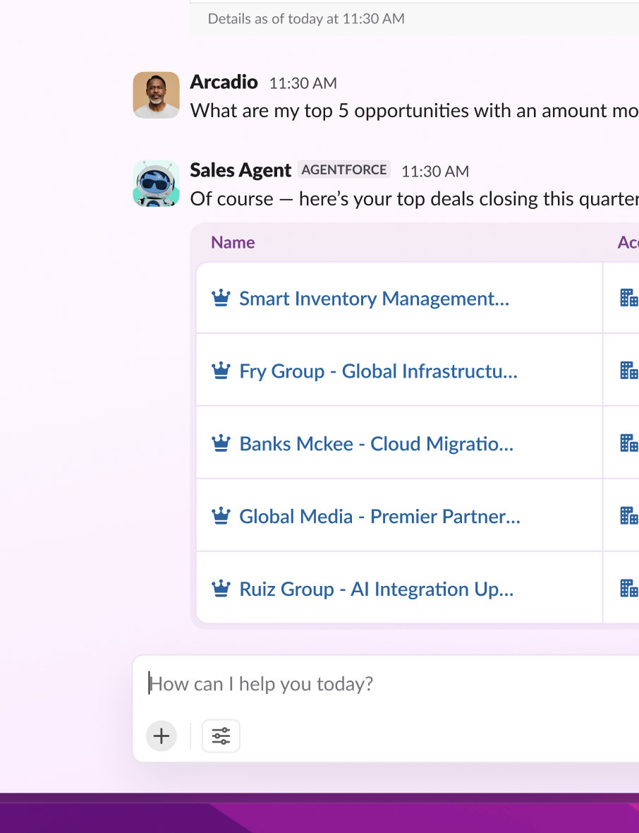 Agent querying top opportunities by amount