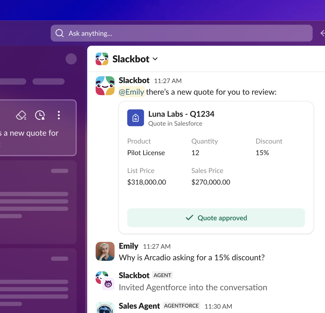 Quote approval workflow with agent-to-agent handoff