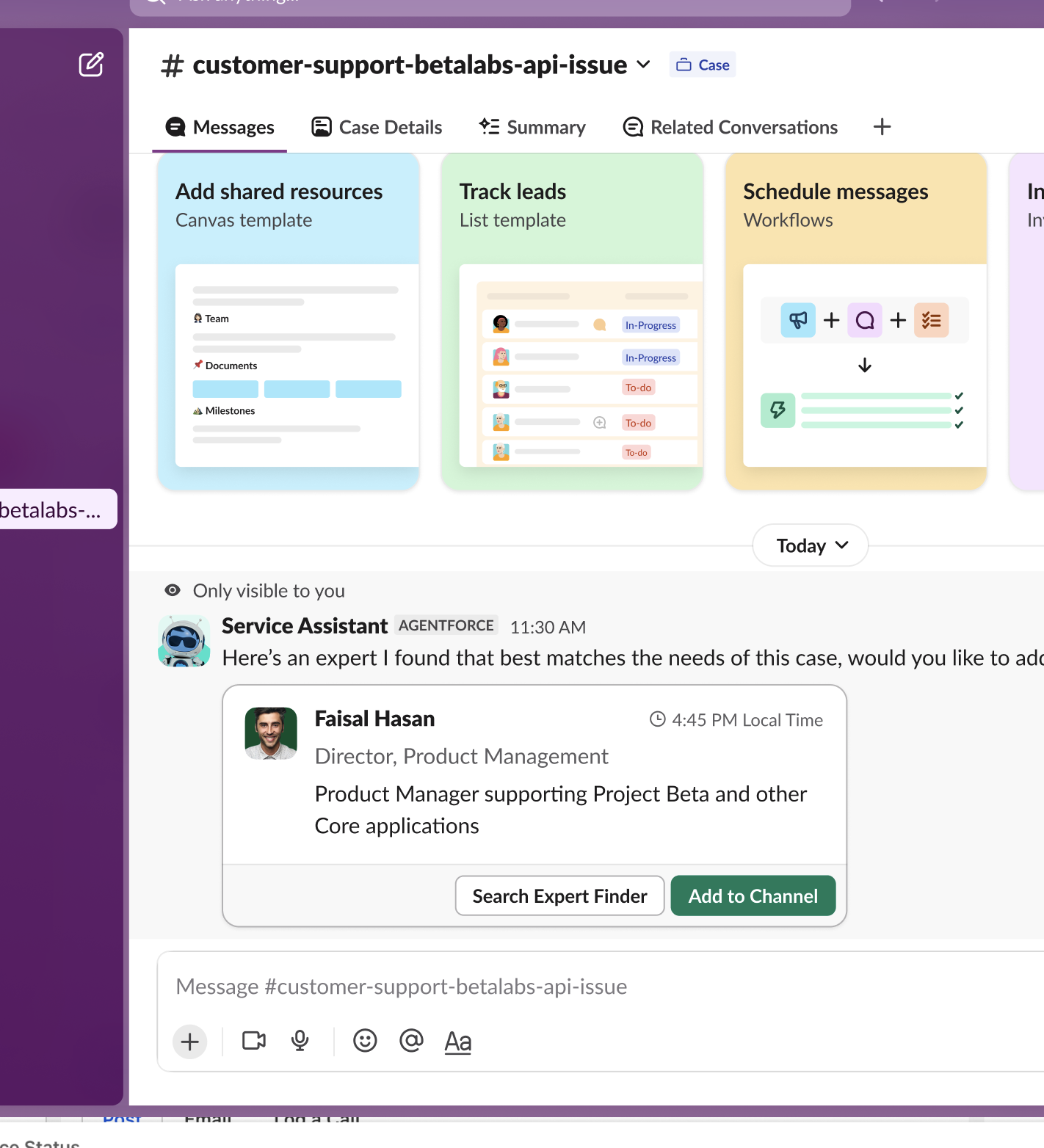 Expert finder matching the right person to a support case