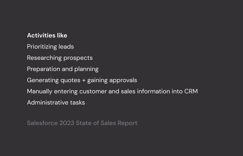 Breakdown of non-selling activities